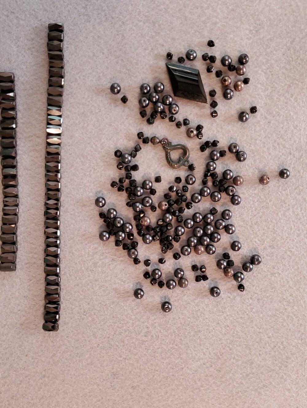 Hematite Bead Mix - Small Faceted & Round Hematite Beads And Magnetic Beads
